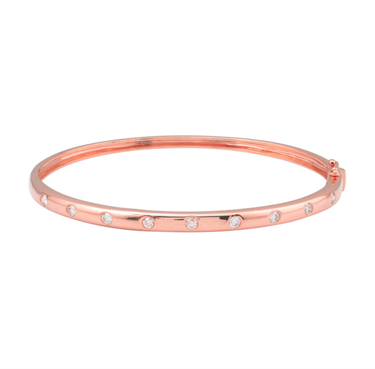 14k Rose Gold Diamond Inlay Bangle .45ctw
