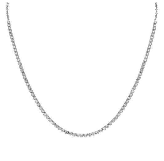 14k White Gold 3/4 Way Diamond Tennis Chain Necklace 1.25ctw