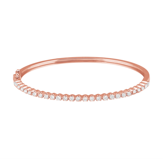 14k Rose Gold Shared Prong Diamond Bangle 1.00ctw