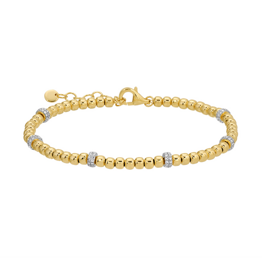 14k Yellow Gold Bead Chain Diamond Bracelet