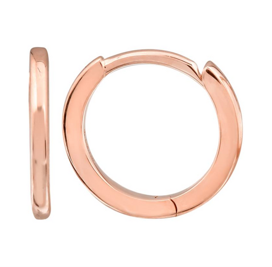 14k Rose Solid Gold Huggie Earrings 10mm