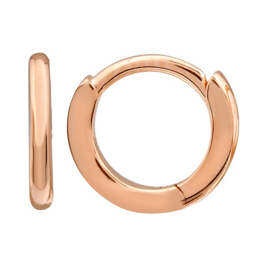 14k Rose Solid Gold Mini Huggie Earrings 8mm