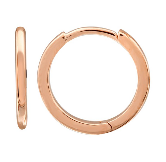 14k Rose Solid Gold Huggie Earrings 12mm