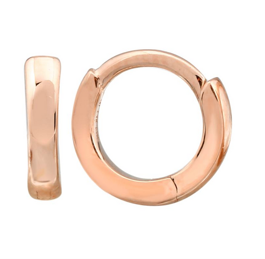 14k Rose Solid Gold Mini Huggie Earrings 7mm