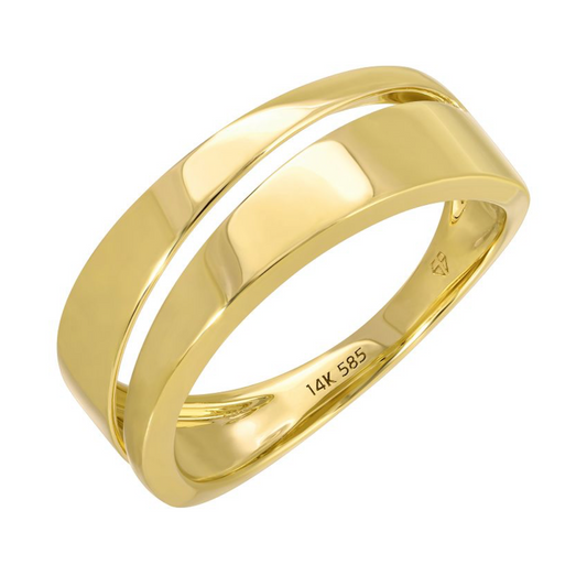 14k Yellow Solid Gold Triangle Wrap Ring