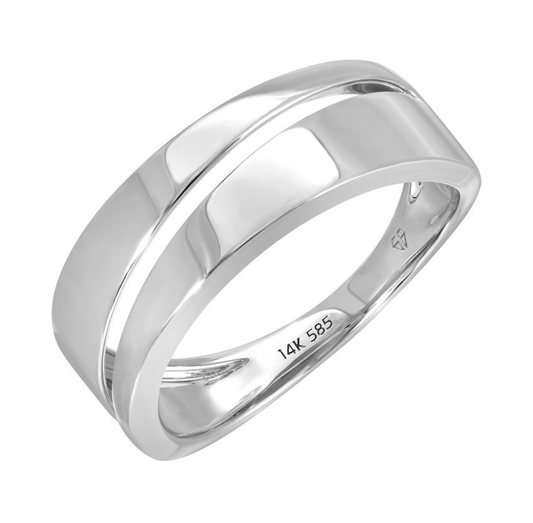 14k White Solid Gold Triangle Wrap Ring