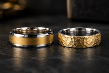 Mens Wedding Band - 14k Two Tone, Satin Finish, High Polish, Brushed Finish, Hammered, Milgrain, and MORE!