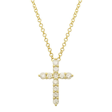 14k Yellow Gold Diamond Cross Necklace 11mm