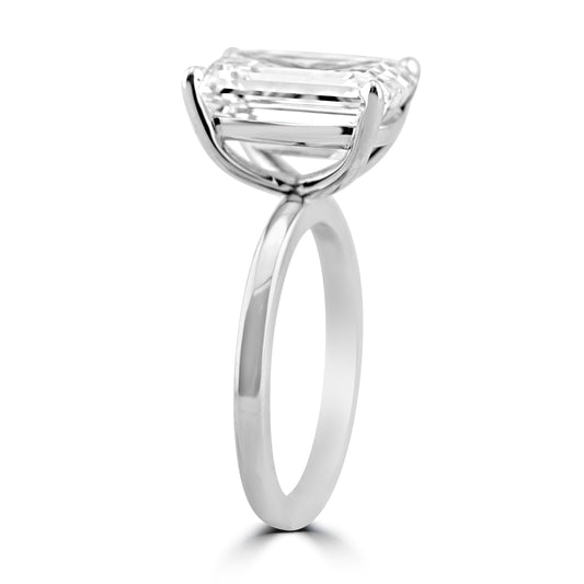 14k White Gold 5.50ct Lab Grown Emerald Diamond Solitaire Engagement Ring