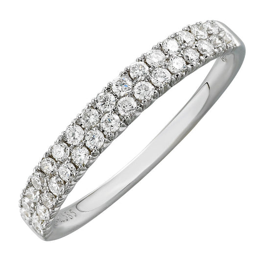 14k White Gold Double Row Diamond Ring