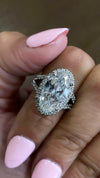 14k White Gold 4.90ct Natural Oval Diamond Halo Engagement Ring