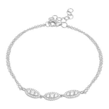 14k White Gold Halo Diamond Bracelet