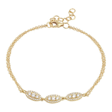 14k Yellow Gold Halo Diamond Bracelet