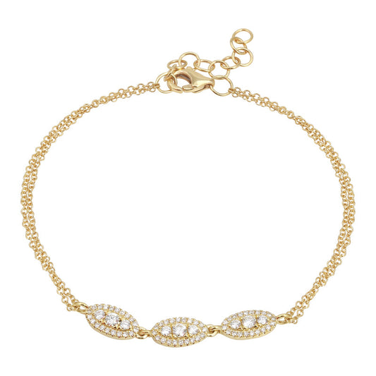 14k Yellow Gold Halo Diamond Bracelet