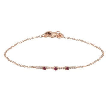 14k Rose Gold Ruby & Diamond Bar Bracelet