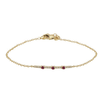 14k Yellow Gold Ruby & Diamond Bar Bracelet