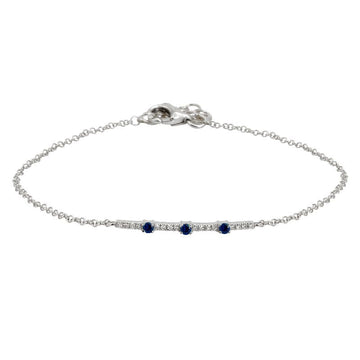 14k White Gold Sapphire & Diamond Bar Bracelet