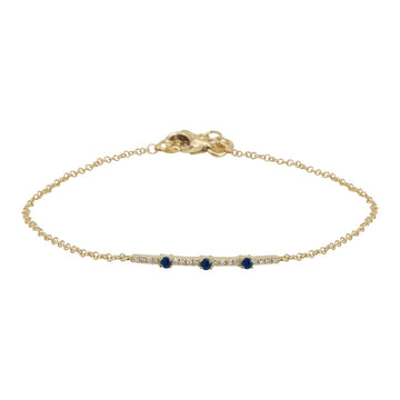 14k Yellow Gold Sapphire & Diamond Bar Bracelet