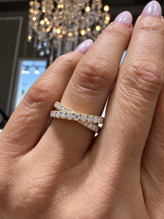 18k Yellow Gold Criss Cross Infinity Diamond Band 1.00ctw