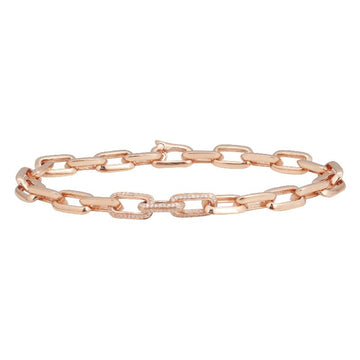 14k Rose Gold 3 Diamond Link Bracelet