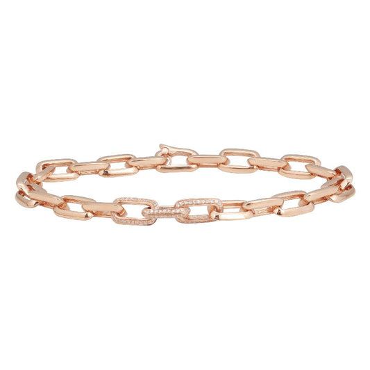 14k Rose Gold 3 Diamond Link Bracelet