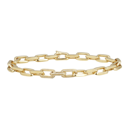 14k Yellow Gold 3 Diamond Link Bracelet