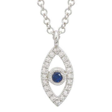 14k White Gold Vertical Diamond Evil Eye Necklace