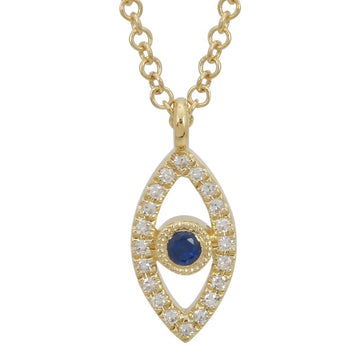 14k Yellow Gold Vertical Diamond Evil Eye Necklace