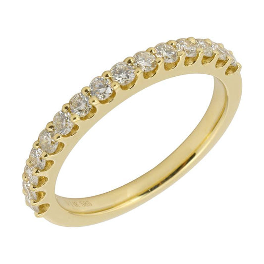 14k Yellow Gold Shared Prong Round Diamond Band .55ct