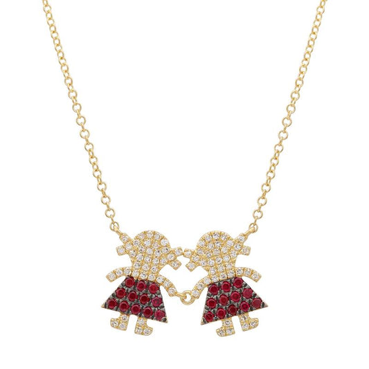 14k Yellow Gold Ruby Girls Necklace