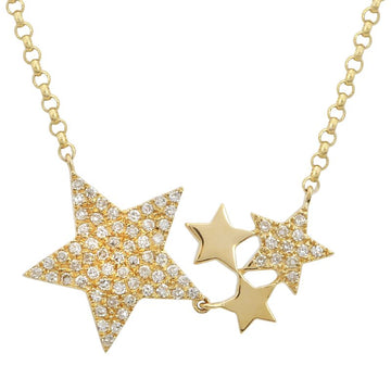 14k Yellow Gold Diamond Stars Necklace