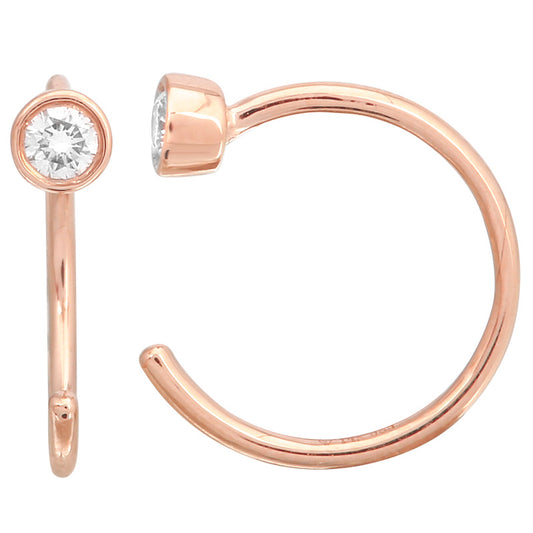 14k Rose Gold Round Diamond Threader Earrings