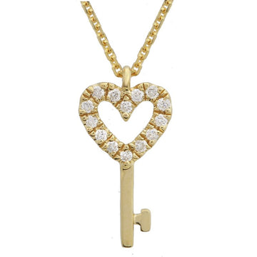 14k Yellow Gold Diamond Key Heart Necklace