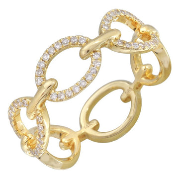 14k Yellow Gold Wide Oval Diamond Link Ring