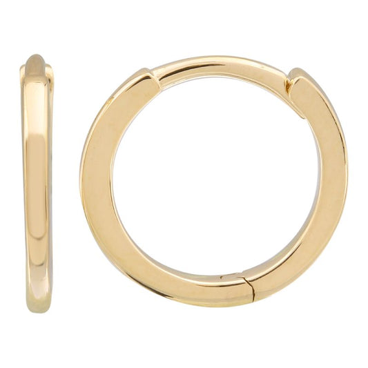 14k Yellow Gold Round Huggie Earrings 11mm