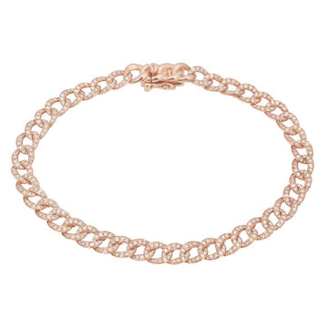 14k Rose Gold Cuban Link Diamond Bracelet