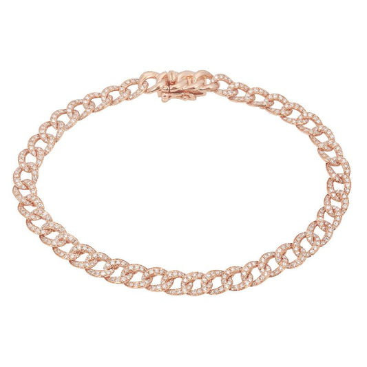 14k Rose Gold Cuban Link Diamond Bracelet