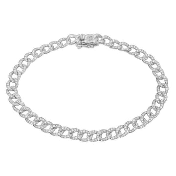 14k White Gold Cuban Link Diamond Bracelet