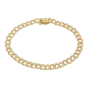 14k Yellow Gold Eternity Diamond Cuban Link Bracelet 1.10ctw