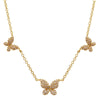 14k Yellow Gold Three Diamond Butterfly Necklace .20ctw