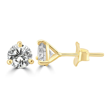 14k Yellow Gold 1.10ctw Lab Grown Round Diamond Stud Earrings