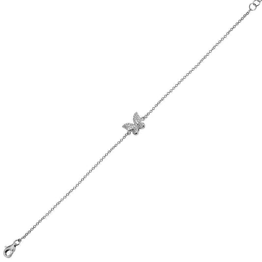 14k White Gold Mini Butterfly Diamond Bracelet