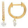 14k Yellow Gold 10mm Floating Dangling Diamond Huggie Earrings .20ctw