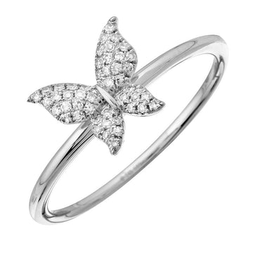 14k White Gold Butterfly Diamond Ring