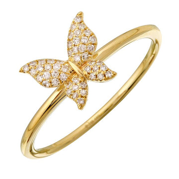 14k Yellow Gold Butterfly Diamond Ring