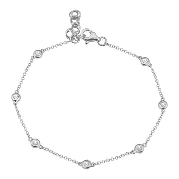 14k White Gold 7 Stone Diamond By Yard Bracelet