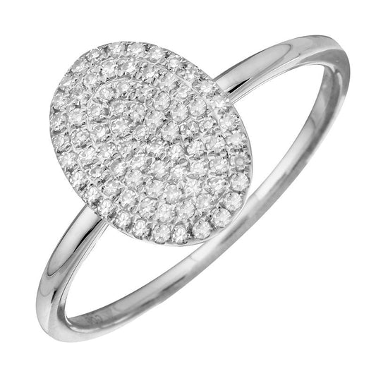 14k White Gold Pave Diamond Oval Ring