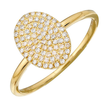 14k Yellow Gold Pave Diamond Oval Ring