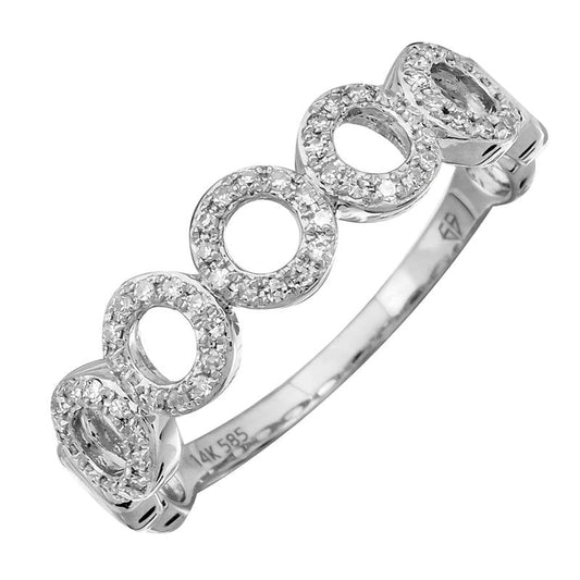 14k White Gold Open Mini Circles Diamond Ring