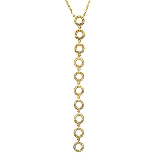 14k Yellow Gold Open Circle Drops Diamond Necklace